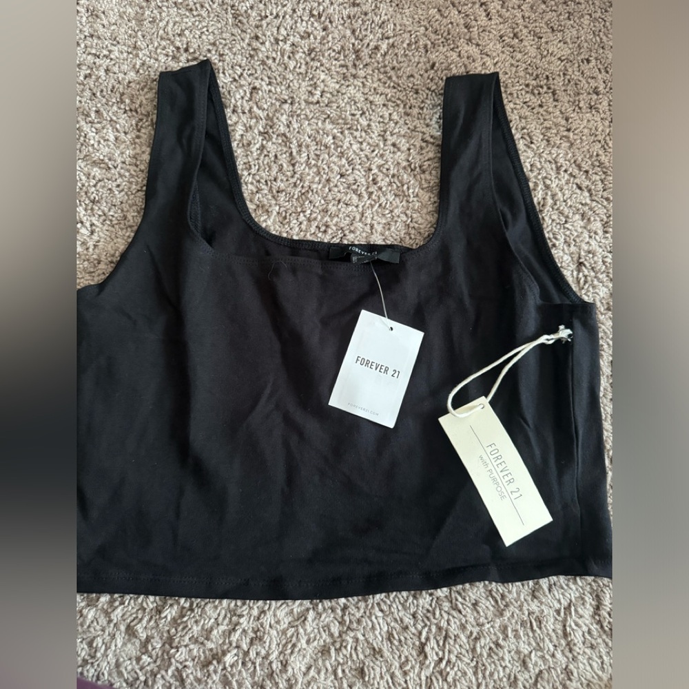FOREVER 21 black atletic tank top NWT size large - Picture 1 of 5